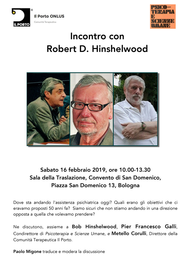 Incontro con Robert D. Hinshelwood Sabato 16 febbraio 2019, Bologna
